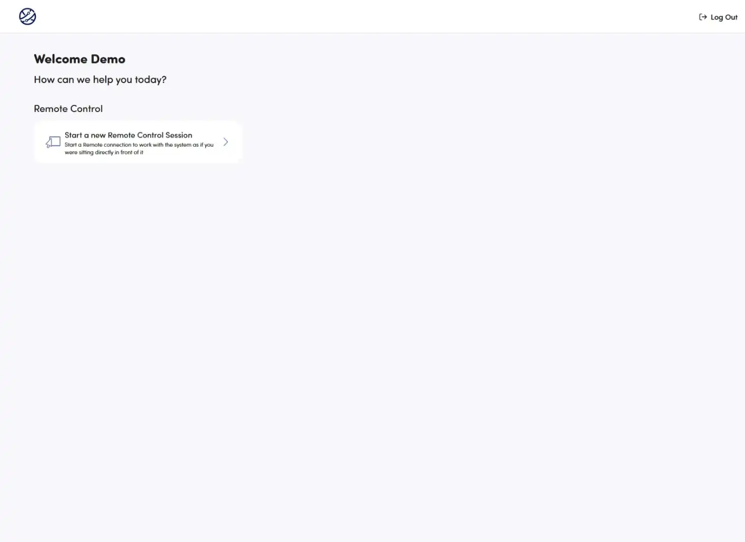 Screenshot of main dashboard with "Start new session" button