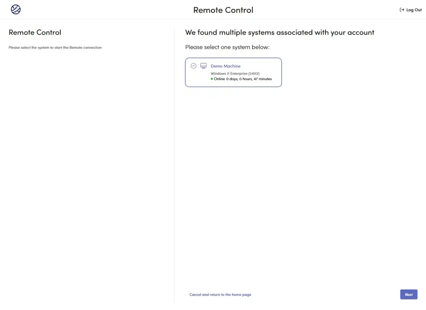 Screenshot of workstation selection screen