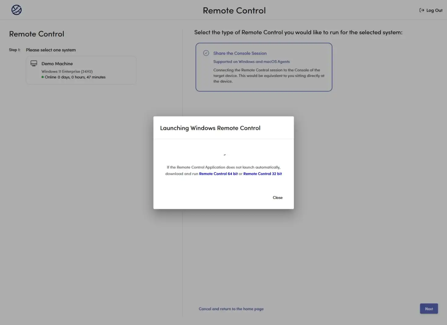 Screenshot of download prompt